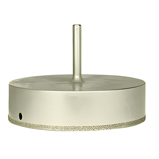 EDD334 diamond-plated 3-3/4" glass hole saw, continuous rim for clean cuts, 3/8" reduced round shank