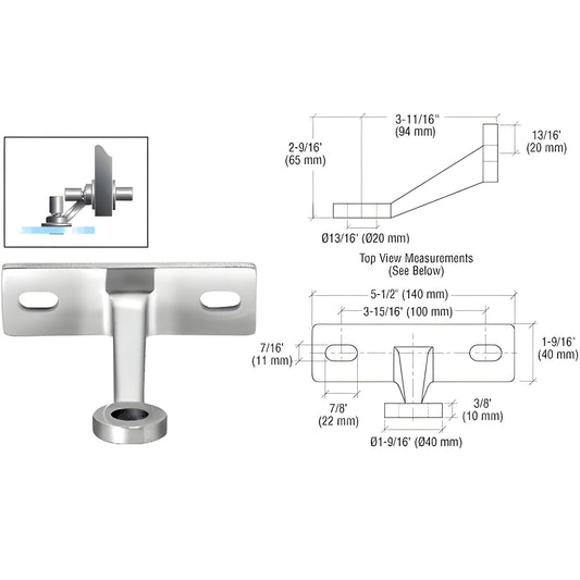 CRL FMH1PS stainless steel wall mount for single glass panel; includes two M10 studs, cap nuts/washers.