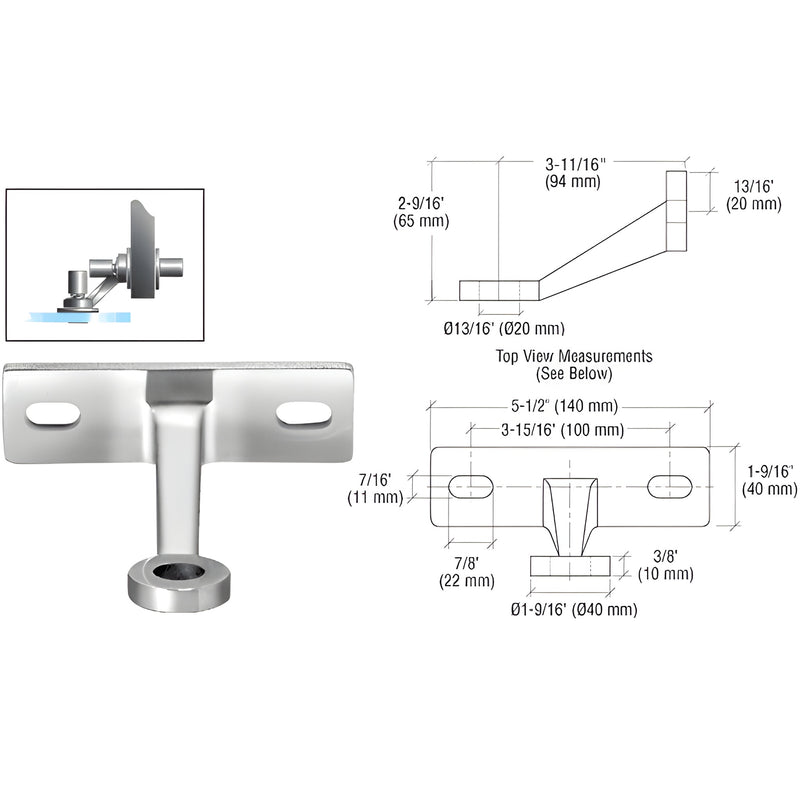 CRL FMH1PS stainless steel wall mount for single glass panel; includes two M10 studs, cap nuts/washers.