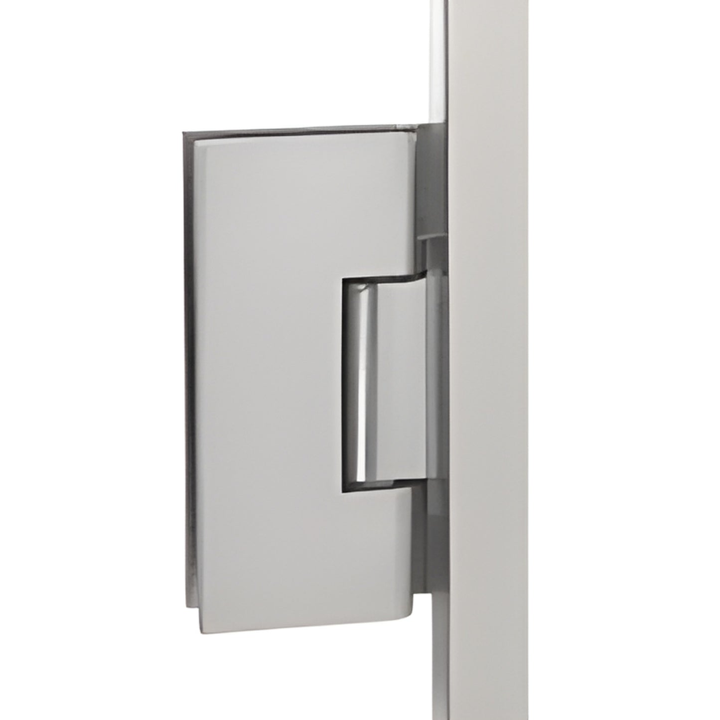 Brushed-nickel heavy-duty shower door hinge (Vienna series) for 3/8-1/2" tempered glass, SKU V1E03372BN.