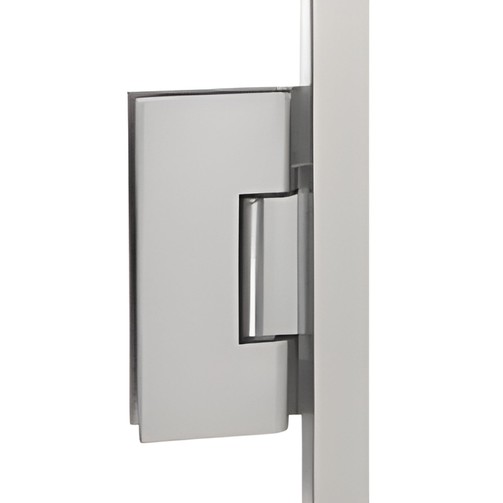 Brushed-nickel heavy-duty shower door hinge (Vienna series) for 3/8-1/2" tempered glass, SKU V1E03372BN.