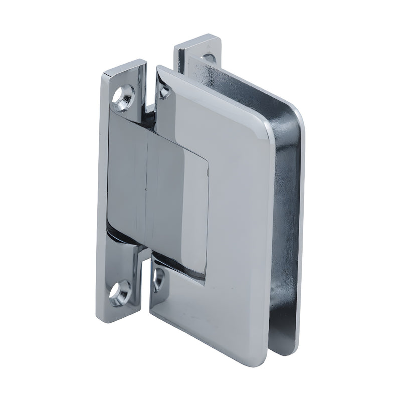 P1N037CH polished chrome Pinnacle brass shower hinge with H back plate, beveled edges, self-centering, for 8-12mm glass