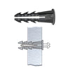 Gray plastic screw anchor (SKU P1329C), ribbed shoulder style for concrete/brick/drywall, fits 3/16" drill hole.