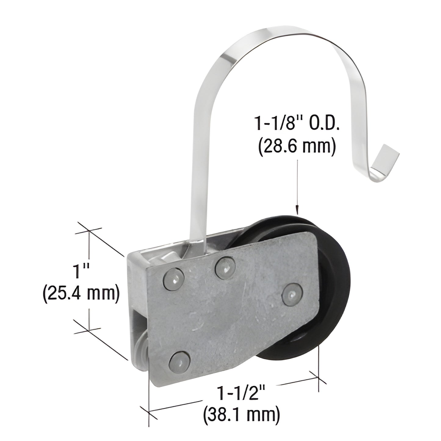 CRL B713 Monar door roller assembly - aluminum housing with nylon concave roller, 1-1/8" O.D. replacement