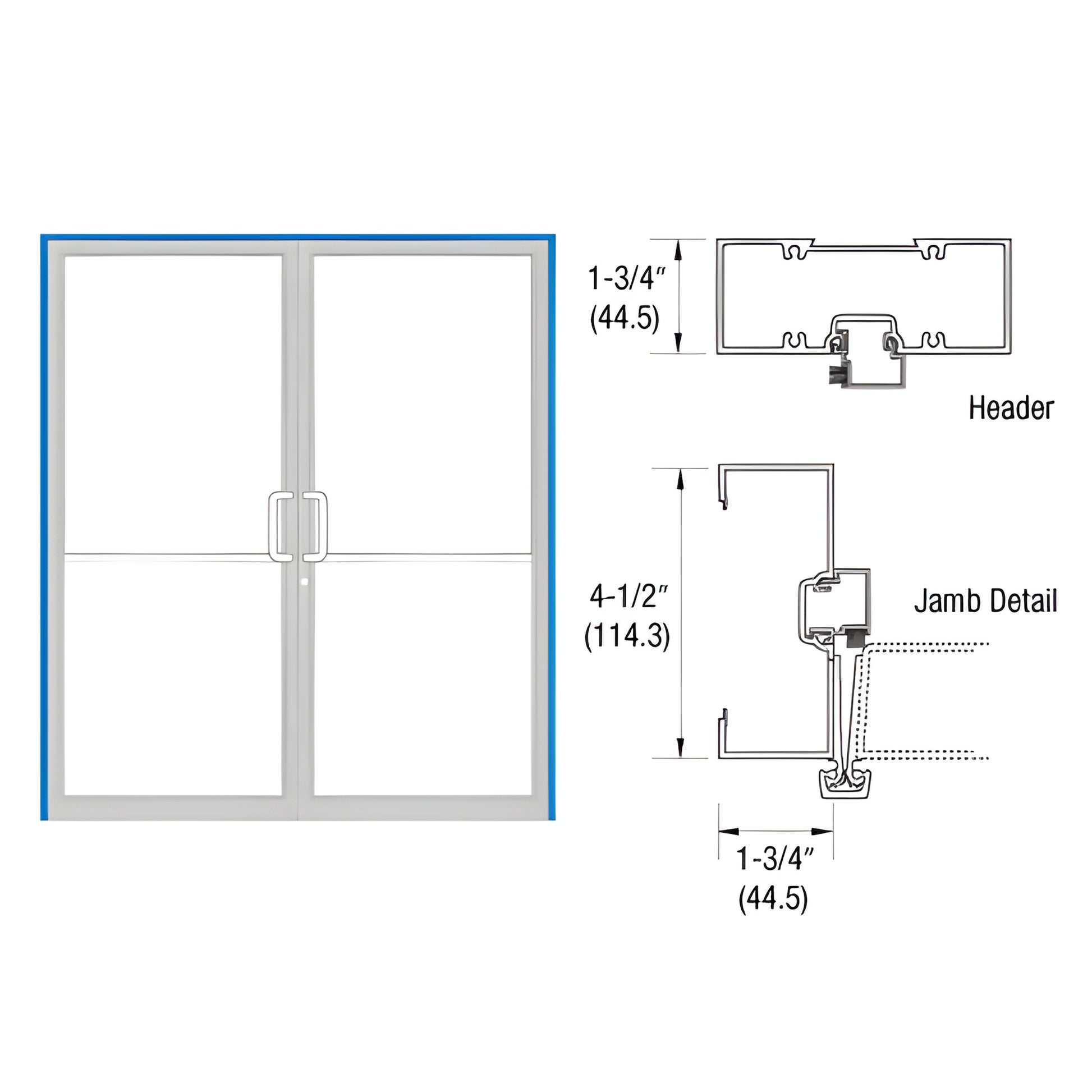 Gear-hinge up-and-over aluminum frame, open-back jambs, aluminum threshold, Custom Kynar finish. SKU 0B42871