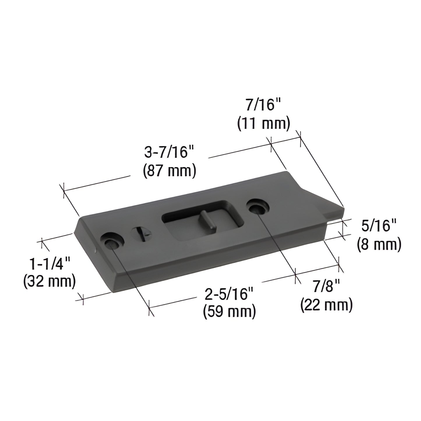 Black vinyl spring-loaded twist-lock tilt window latch pair (SKU F2697), 3-7/16 in L 1-1/4 in W, replacement