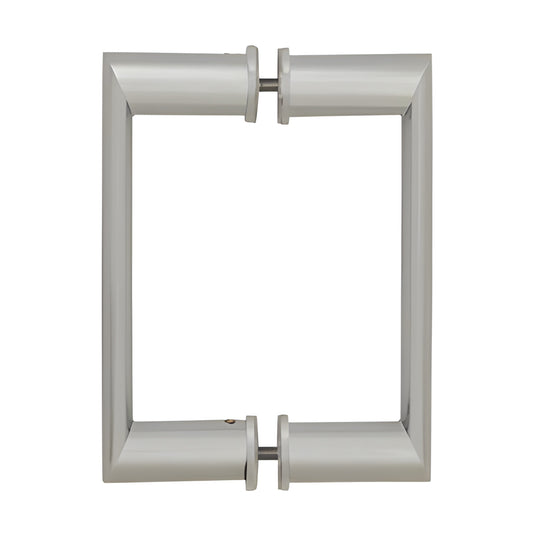 Brushed nickel OR Series back-to-back glass door handle with mixed oval and round tubing SKU 0R6X6BN