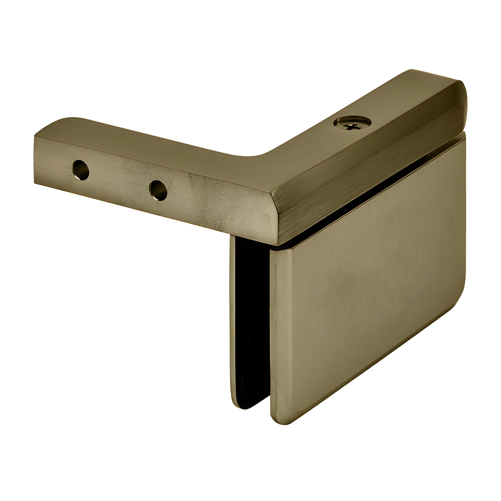 Brushed bronze solid brass left-hand offset pivot hinge for 8-10mm frameless glass shower doors.