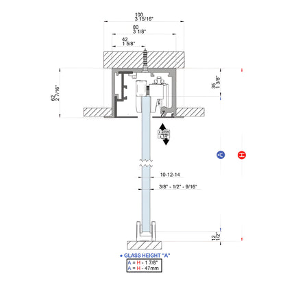 Commercial sliding glass door kit track and top hanger in brushed stainless anodized, 3/8-1/2in glass, SKU CRL695DBSA