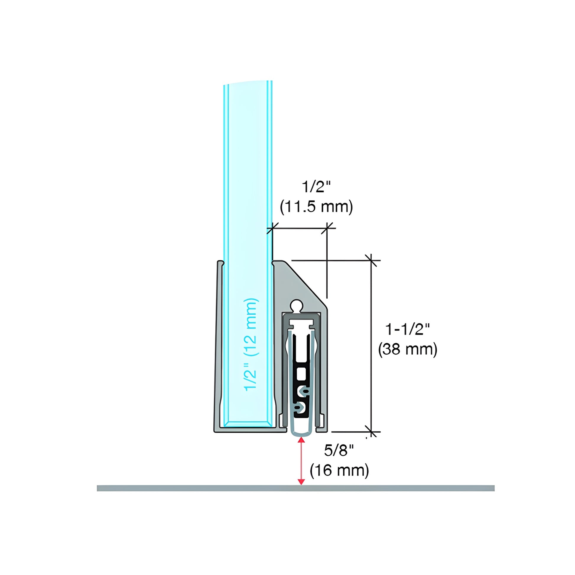 Matte black adjustable drop-down door seal (FBC12DSMBL) with U-channel, surface-mount kit.