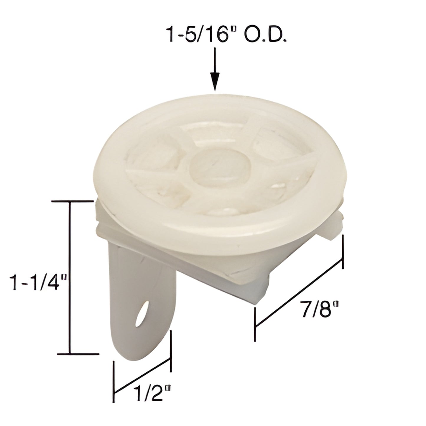 CRL D1803 nylon horizontal roller guide for Peachtree Citation Three sliding doors, white - 1-5/16" OD, 1-1/4" H
