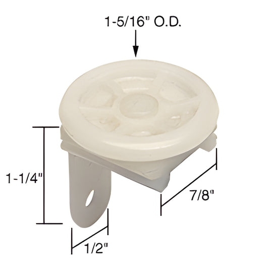 CRL D1803 nylon horizontal roller guide for Peachtree Citation Three sliding doors, white - 1-5/16" OD, 1-1/4" H