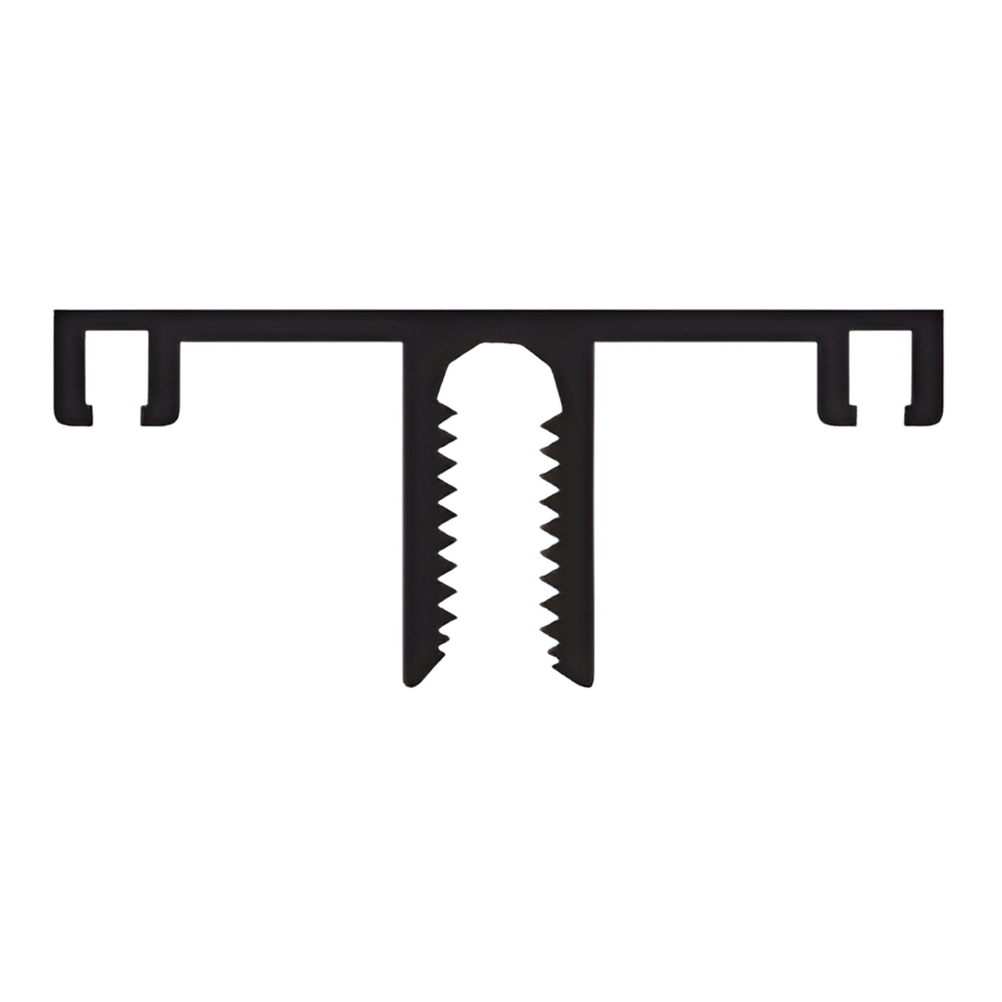 DB18022 black bronze anodized aluminum T-profile extrusion with serrated twin legs.