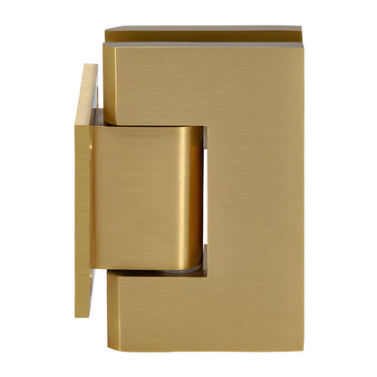Satin brass Geneva shower door hinge, short back plate, self-centering, for 8-12mm tempered glass (GEN074SB)