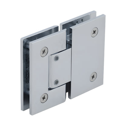 GEN380CH polished chrome adjustable Geneva glass-to-glass shower hinge, square edge, brass, fits 8-12mm glass.