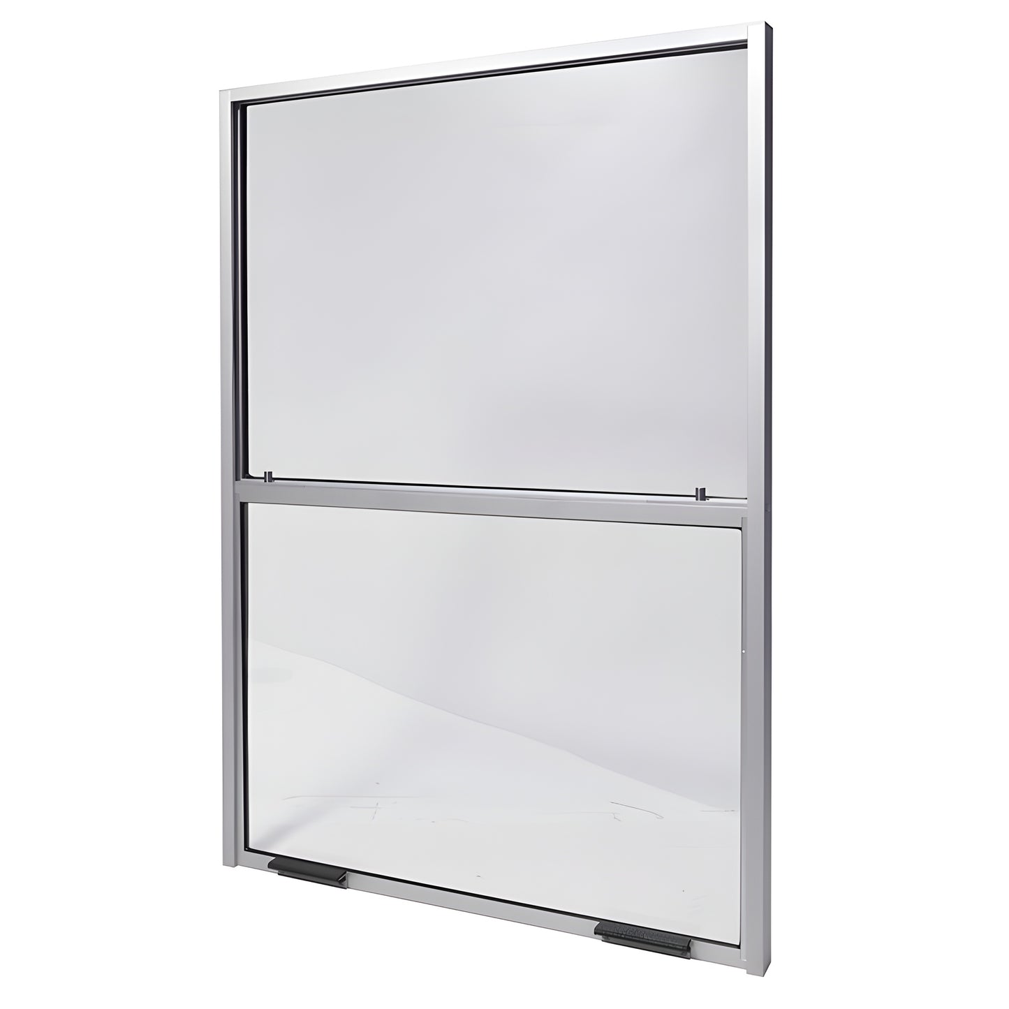 V2436NS vertical sliding service window, satin anodized aluminum frame, fixed upper panel and sliding lower sash, 24x36 in