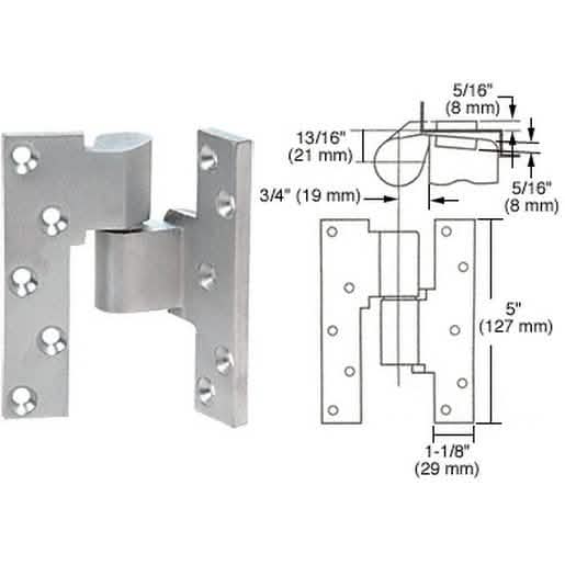 Rixson® Satin Chrome Right Hand 3/4" Offset Intermediate Pivot for smooth door operation.