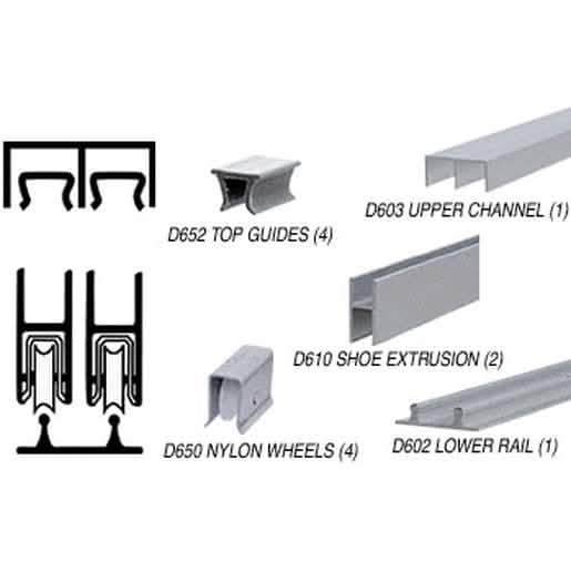 CRL Satin Anodized 72" Track Assembly with Nylon Wheels - Upper & Lower Track Set