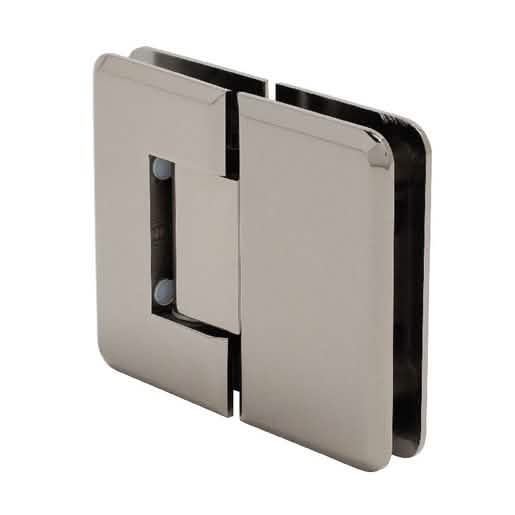 CRL Gun Metal Pinnacle 180 Series Glass-to-Glass Hinge: Durable, sleek, modern design.