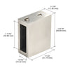 Brushed stainless steel wall-mount adjustable track holder fitting (SERAHW2BS) with screw and inserts