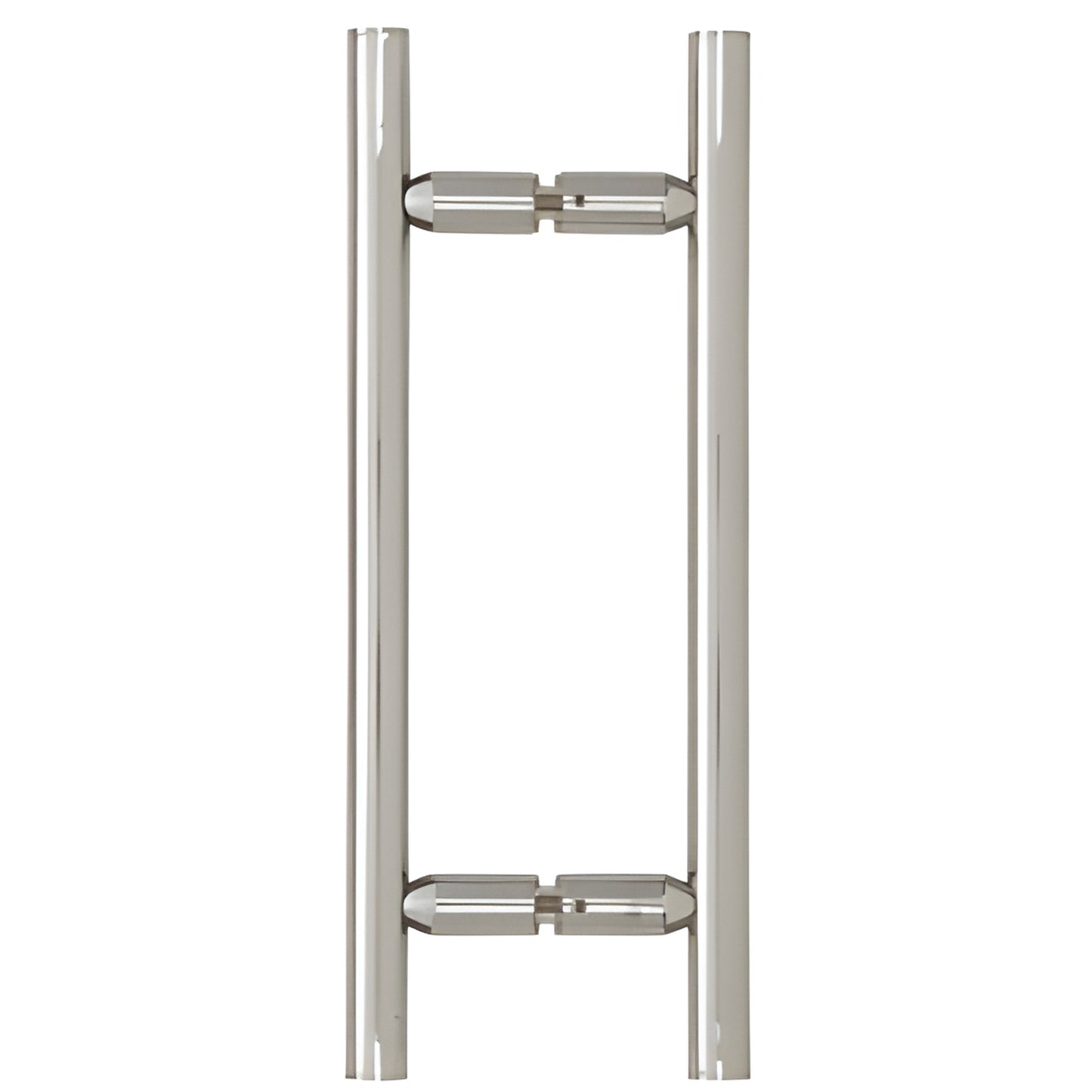 Polished chrome ladder-style back-to-back glass shower pull, 8" center-to-center (SKU LP8X8CH)
