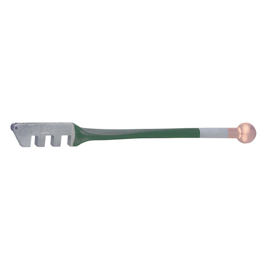 Fletcher Gold-Tip CA2124 tungsten carbide glass cutter with green steel handle and ball end.