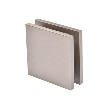 SGCU1BN brushed nickel square wall-mount notch-in-glass clamp for 3/8-1/2" tempered glass