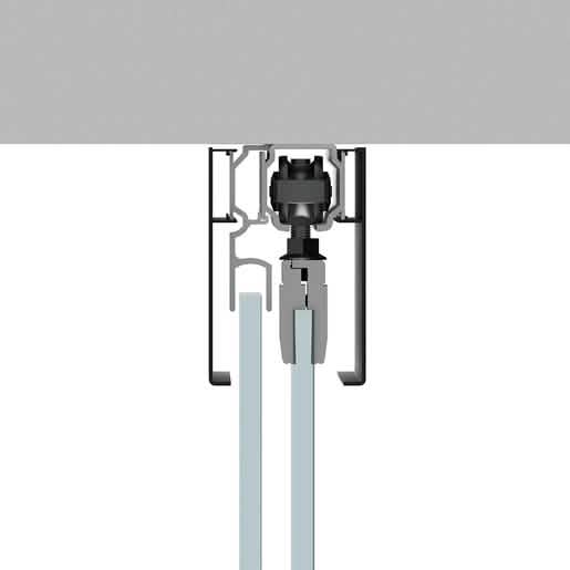 CRL70 Matte Black Series Sliding Door Kit with Fixed Panel, Ceiling Mount, Modern Design