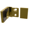 Satin brass Lugano LU90SSB wall-mount glass bracket, square flush-mount for 8-10mm glass.