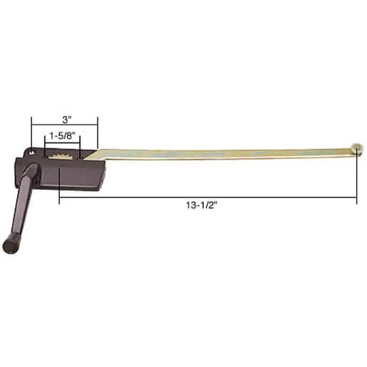 CRL Bronze Left Hand Casement Window Operator 13-1/2" with 1-5/8" & 3" Screw Holes