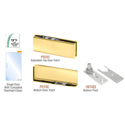 CRL Polished Brass Patch Door Kit for Overhead Door Closer (No Lock)