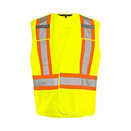 5 Pt. Tearaway Solid Traffic Vest, 4" Reflective Tape, 4 Pockets, Yellow, 2XL/3XL- 1 Each
