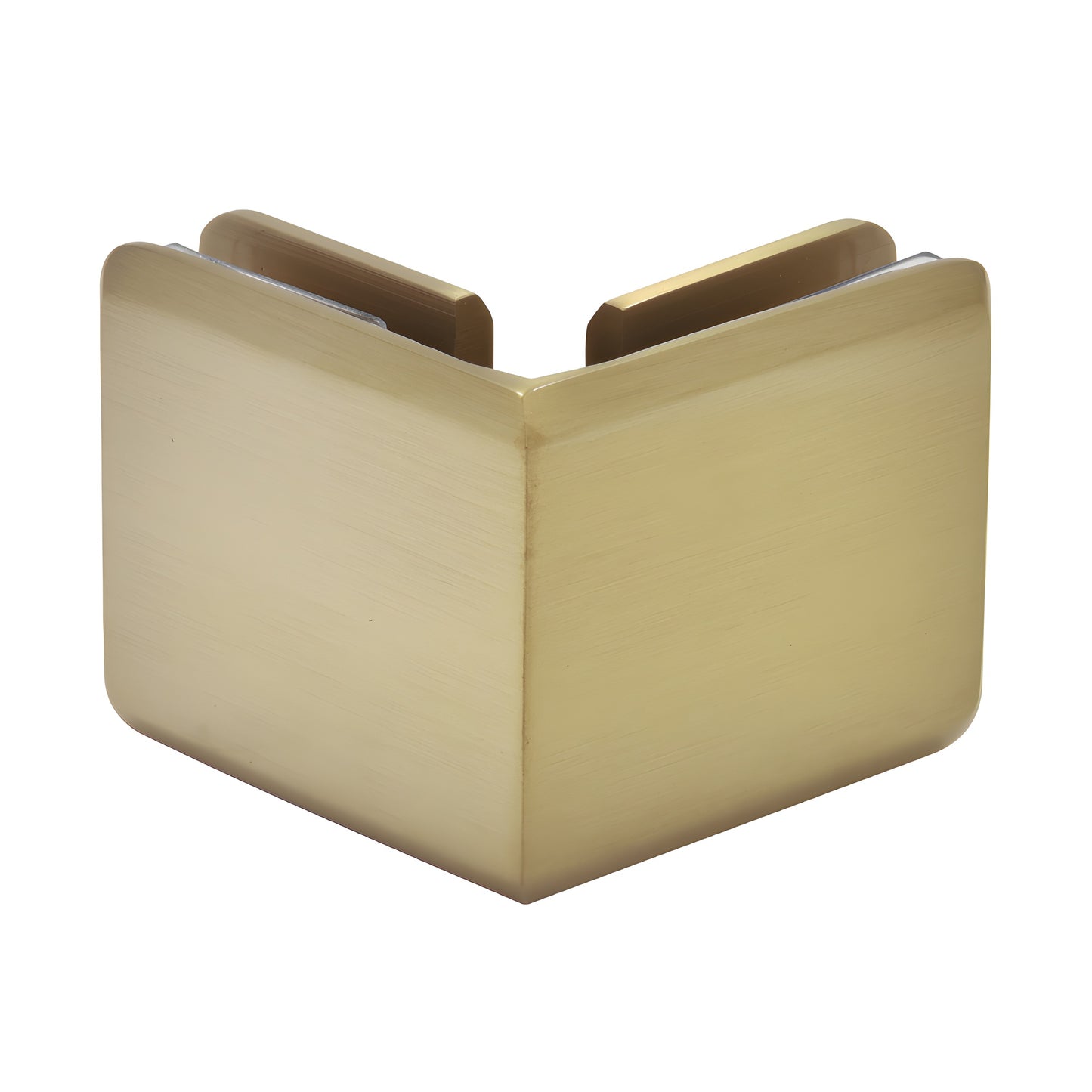 Brushed bronze beveled 90 glass-to-glass clamp (solid brass) for 3/8-1/2" glass - SKU BGC90BBRZ