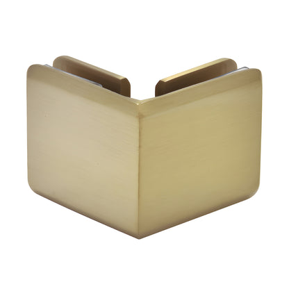 Brushed bronze beveled 90 glass-to-glass clamp (solid brass) for 3/8-1/2" glass - SKU BGC90BBRZ