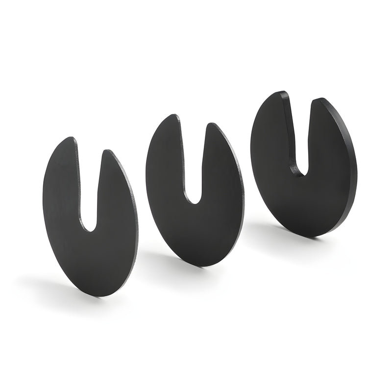 Latitude 34 slotted crescent stand-off shims (LAT34S0SK), metal wedges for precise track alignment on uneven walls