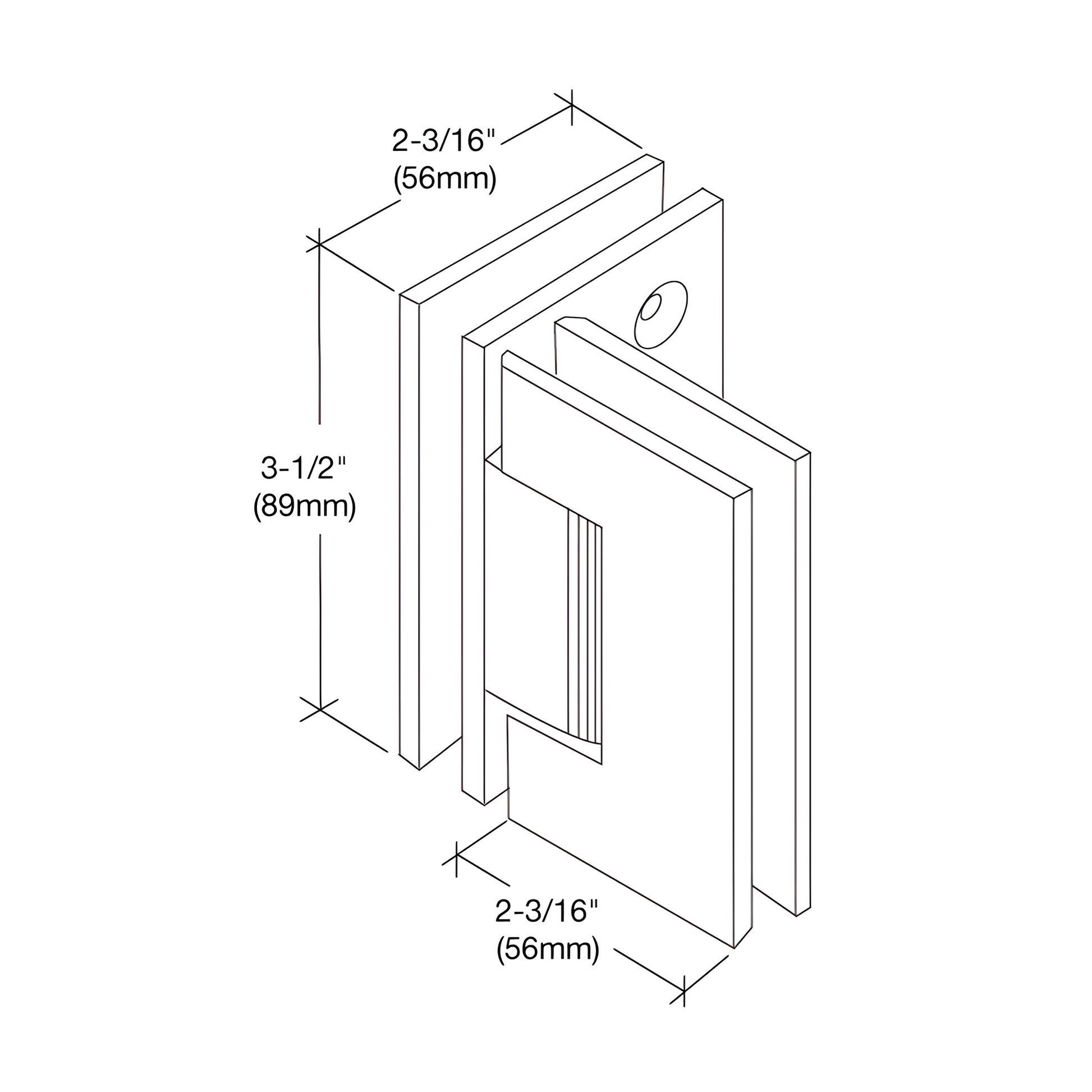 Oil-rubbed bronze Geneva glass-to-glass shower hinge GEN0920RB, square profile, solid brass, 90 self-centering