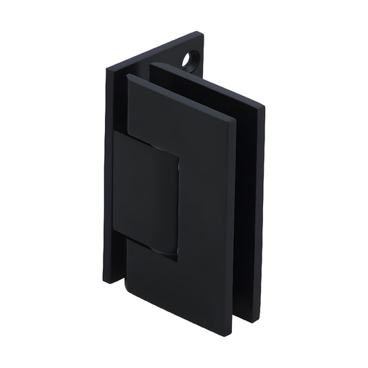 GEN344MBL Geneva adjustable matte black brass shower door hinge, square profile, fits 8-12mm glass