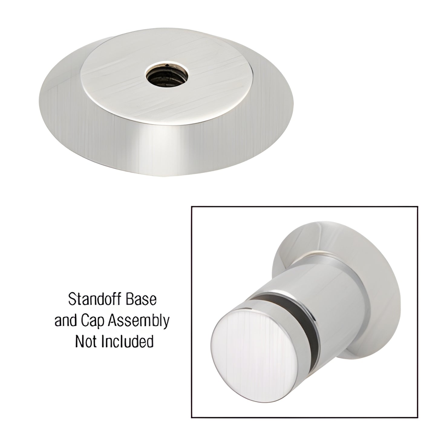 Brushed 316 stainless trim plate, 1-1/2 in diameter, fits 1 in or 3/4 in standoffs - SKU S0TP1BS