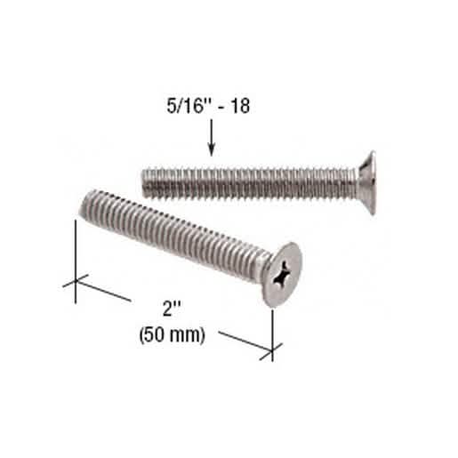 CRL 5/16"-18 x 2" Through-Bolts for 3/8"-3/4" Glass Door Pull Mounting, Pack of 2