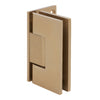 Brushed-bronze brass shower door hinge, squared Vienna style, wall-mount offset back plate, fits 3/8-1/2 in glass.
