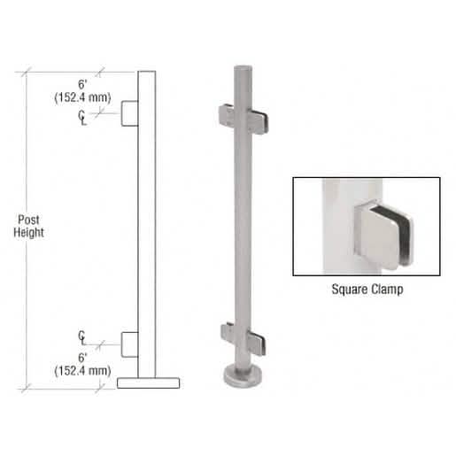 CRL 36" Stainless Steel Glass Clamp Railing Kit - 180° Center Post, Modern Design