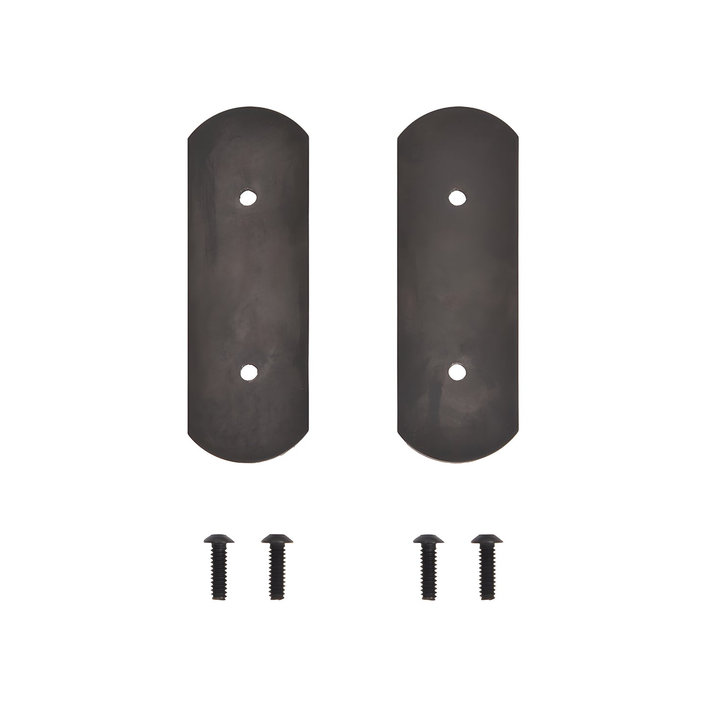 Latitude 34 black stainless end cap set (2) for wall mount sliding door track with four mounting screws