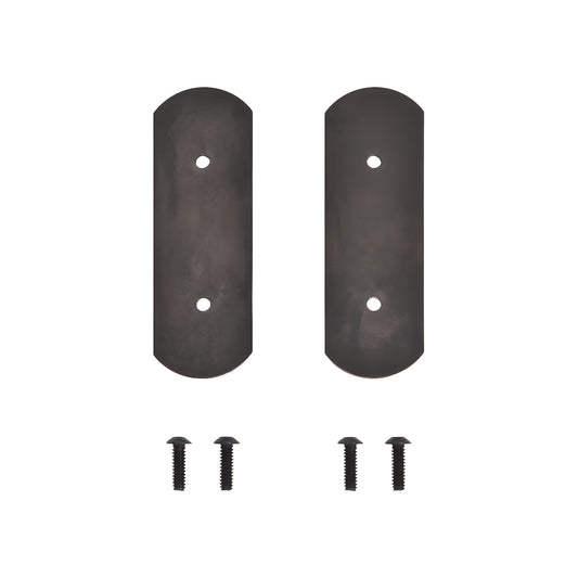 Latitude 34 black stainless end cap set (2) for wall mount sliding door track with four mounting screws