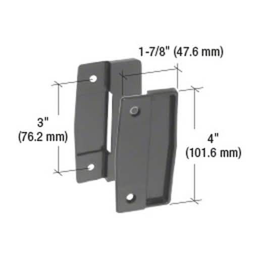 "CRL Black Sliding Screen Door Pull Set: Durable Plastic, 3\" Screw Holes for Easy Install