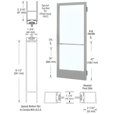 CRL-U.S. Aluminum 36x84 Narrow-Stile Clear Anodized Commercial Entrance Door
