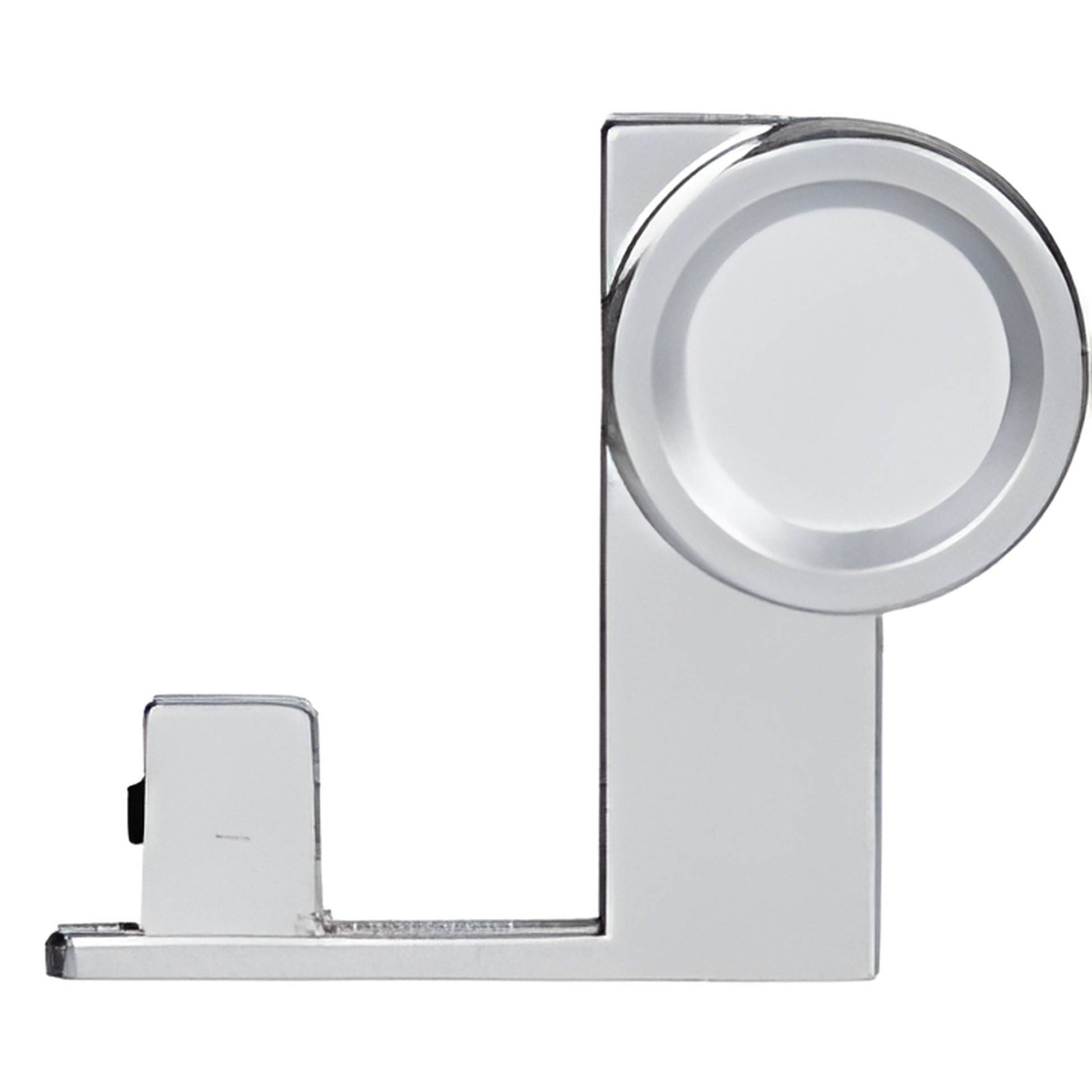 Satin chrome brass no drill finger pull/end cap for sliding glass showcases (SKU 8575SCH)