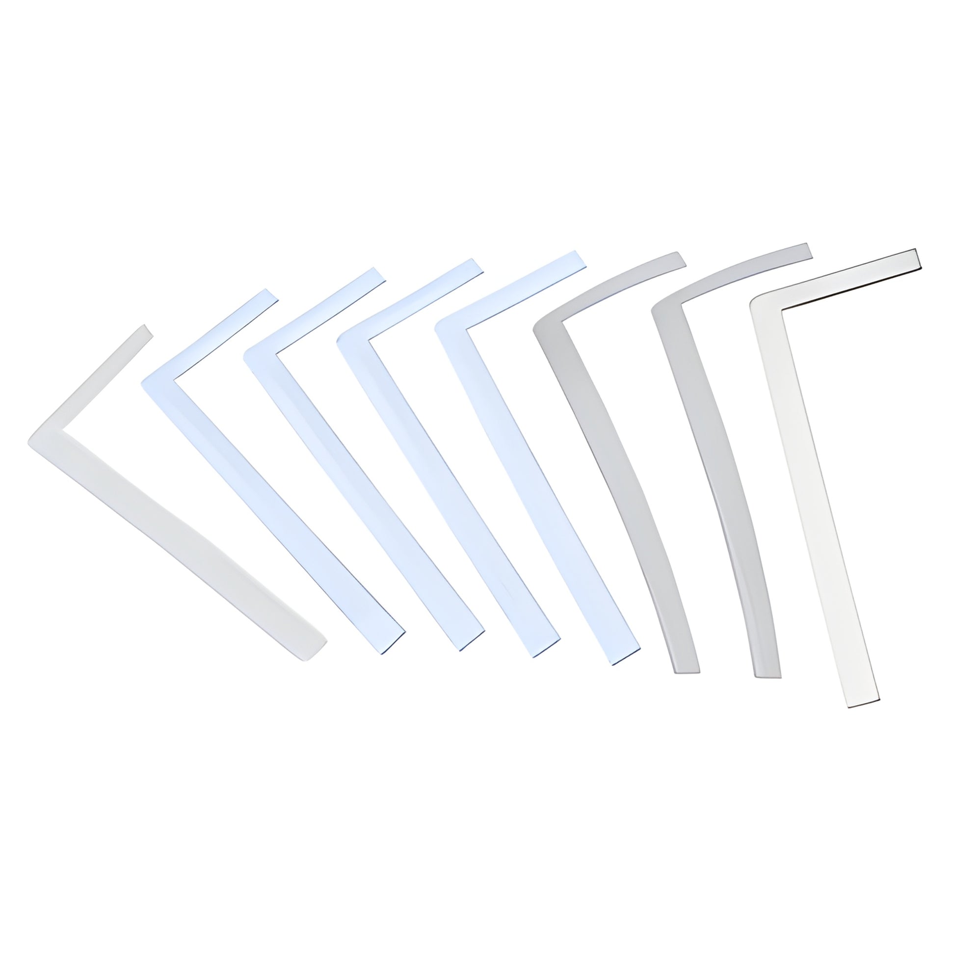 CRL380GSK replacement gasket set for CRL380 hydraulic patch hinge - L-shaped clear and white gaskets fanned out