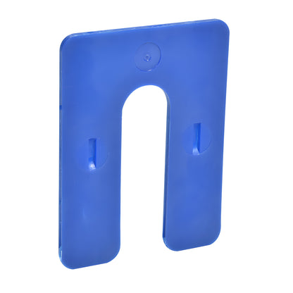 Blue CRL interlocking horseshoe shim, 4 in 3 in, 1/16 in thick, bolt slot - SKU 1HS06