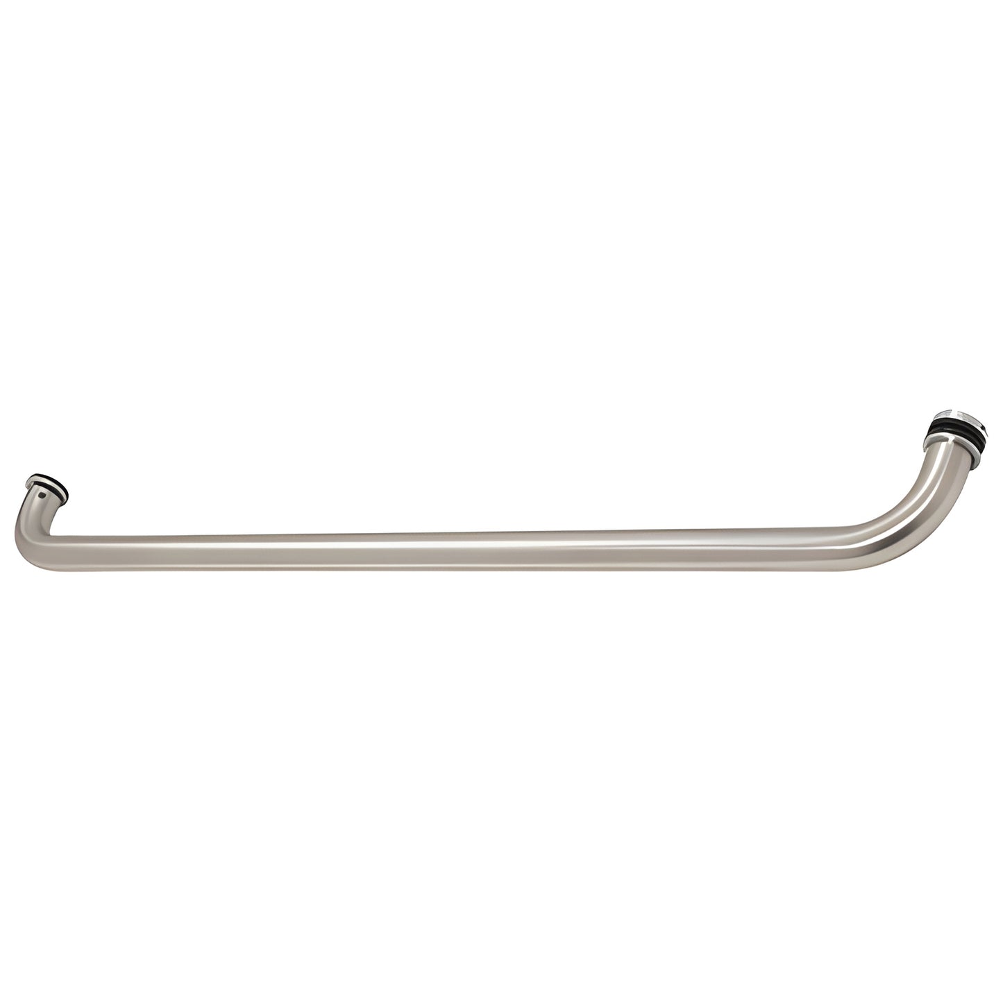 CM28BS brushed stainless 28 in C-C glass door push/pull bar, 1 in diameter, includes finish washers
