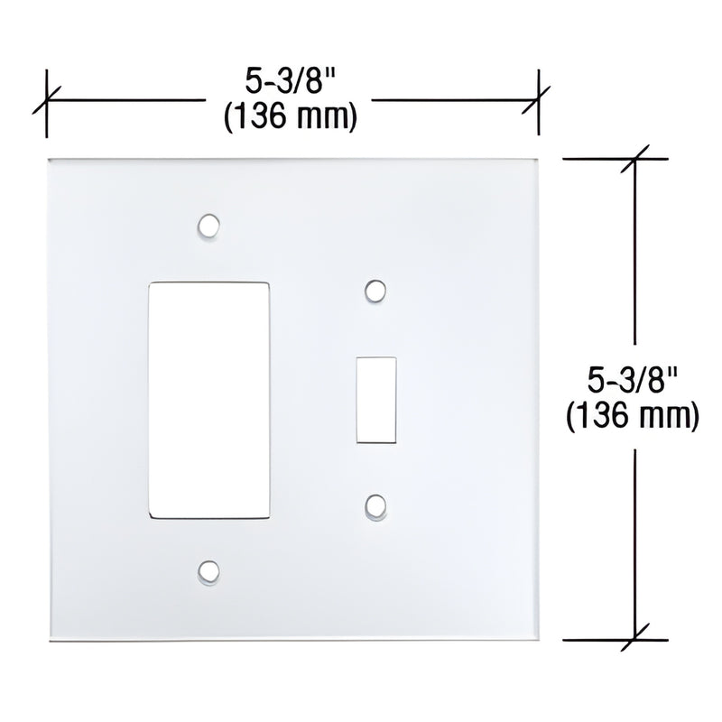PMP206 clear mirror-backed acrylic cover plate, single decorator rocker and single toggle, 5-3/8 in square